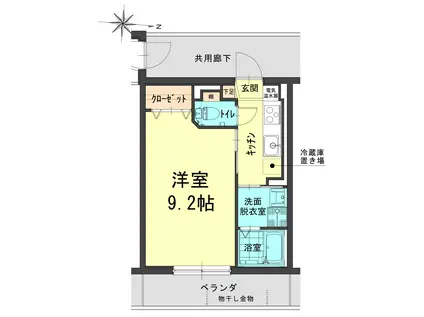 サンサイド山部III(1K/2階)の間取り写真