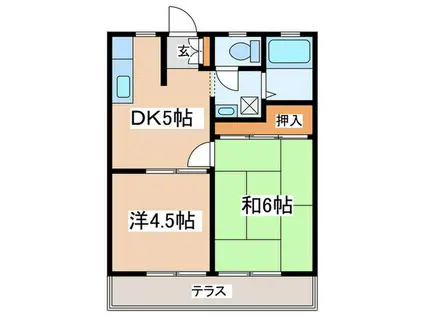 福山ハイツ(2DK/1階)の間取り写真