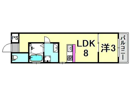 デュークス立花(1LDK/1階)の間取り写真
