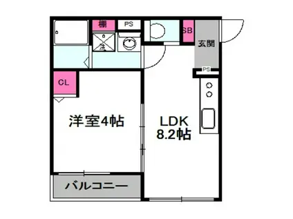 ズーノルーム都島本通(1LDK/3階)の間取り写真