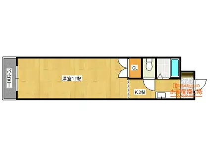 コンバーチブルI(ワンルーム/3階)の間取り写真