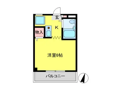 柳沢ハイツ(1K/6階)の間取り写真