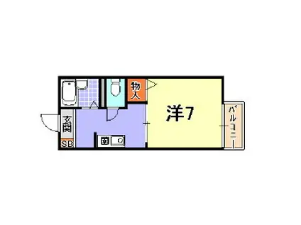 メイツ岡本(1K/1階)の間取り写真