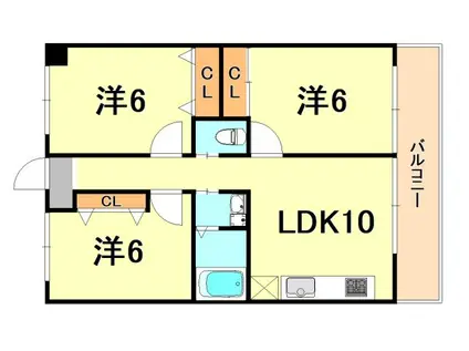 エトワール須磨(3LDK/2階)の間取り写真