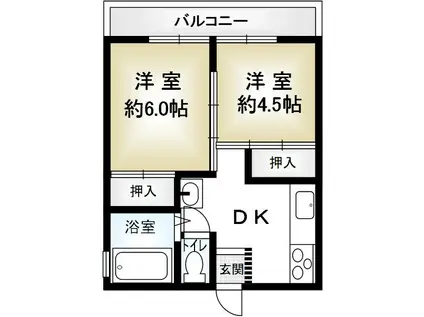 シティハイツ西岡本(2K/1階)の間取り写真