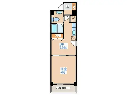 FLAT-A(1DK/5階)の間取り写真