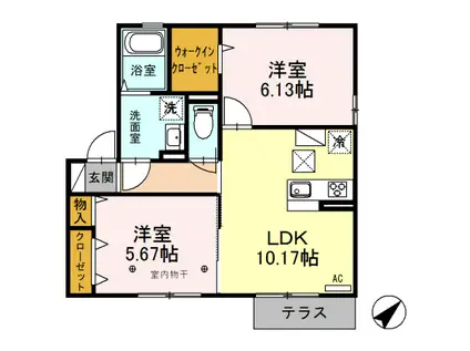 グリーンハイツII(2LDK/1階)の間取り写真