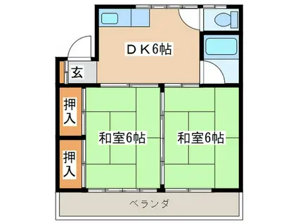 清京コーポ(2DK/2階)の間取り写真