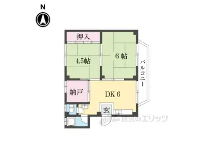 翠香園コーポ百合(2DK/3階)の間取り写真