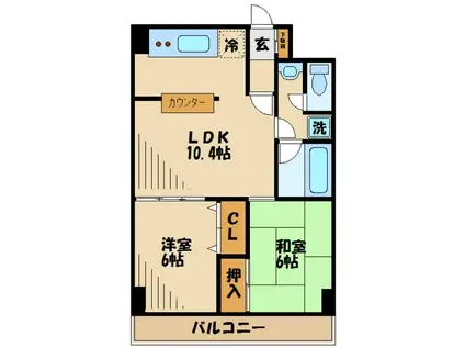 ハイムカミヨ(2LDK/3階)の間取り写真