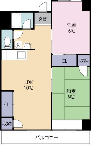 里見ビル(2LDK/4階)の間取り写真