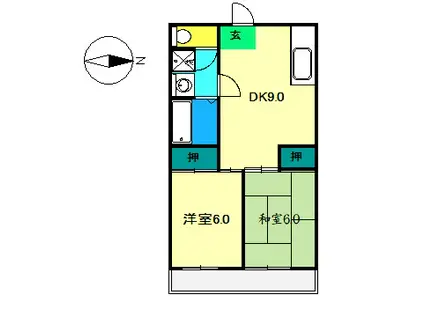TOSAマンション(2DK/2階)の間取り写真