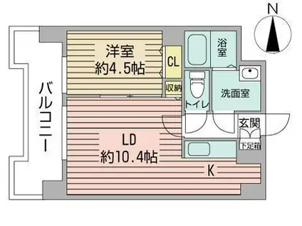 UURコート札幌北三条(1LDK/12階)の間取り写真