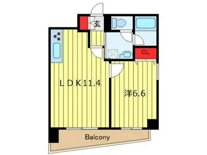 オーキッドレジデンス三ノ輪II(1LDK/3階)の間取り写真