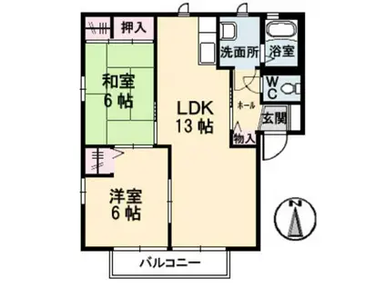 アンシャンテ戸坂(2LDK/2階)の間取り写真