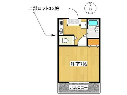 フォートレス新百合ヶ丘II(1K/2階)の間取り写真