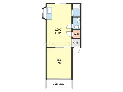ロイヤルコーポ琴の浦II(1LDK/3階)の間取り写真