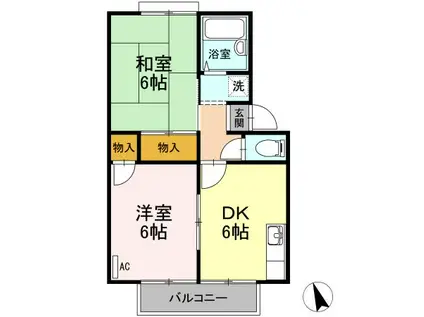 アーバンツインピア2棟(2DK/2階)の間取り写真