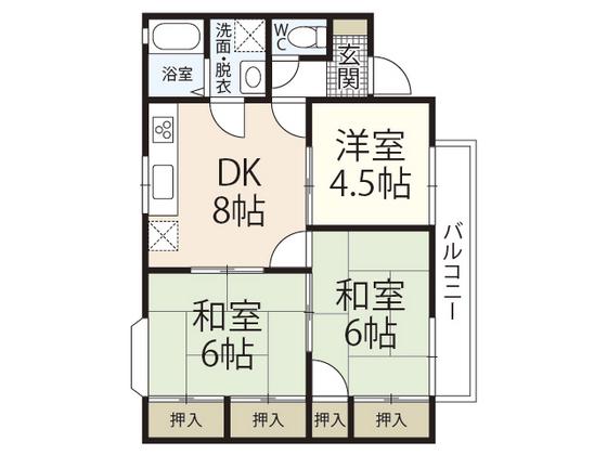 メゾン隅田(3DK/1階)の間取り写真