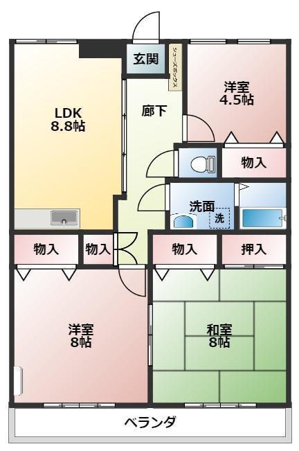 THパレロワイヤル(3LDK/3階)の間取り写真