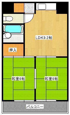 サンピア足原(2LDK/5階)の間取り写真