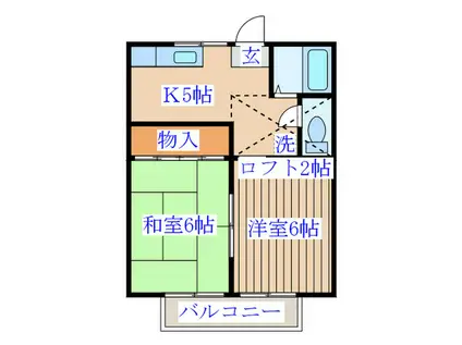 コーポアンデルセンII(2K/2階)の間取り写真