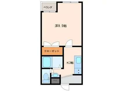 フェリーチェ伏見台(1K/2階)の間取り写真