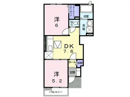 アルドーレ I(2DK/1階)の間取り写真