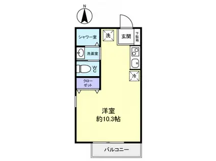 メゾンドYM(ワンルーム/2階)の間取り写真