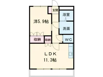 ハピネスタウン豊山(1LDK/1階)の間取り写真