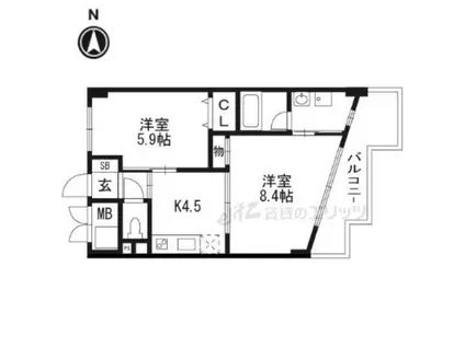 バレーロード辻子(2K/1階)の間取り写真