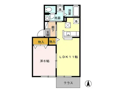 エスポワールサワABCD(1LDK/1階)の間取り写真