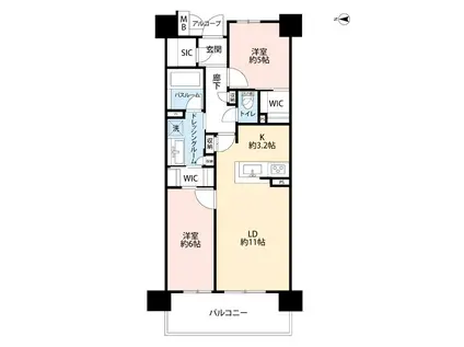 ザ サンズ熊本城公園(2LDK/10階)の間取り写真