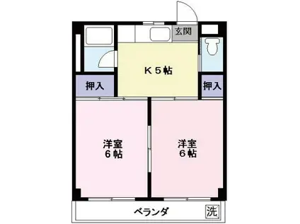 早乙女ハイツ(2K/2階)の間取り写真