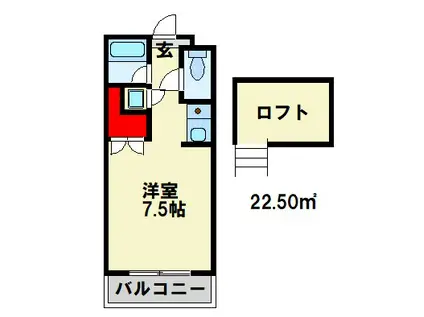 OAK VILLAちくしの 10TH(1K/4階)の間取り写真