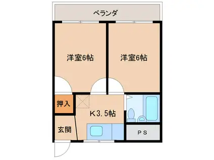 ヴィラ ソレイユ(2K/4階)の間取り写真