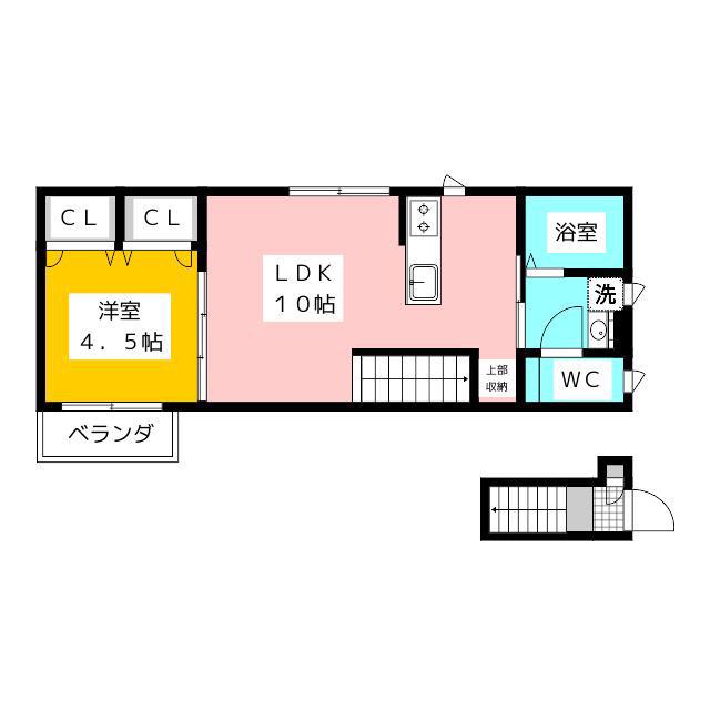 LIBERO武蔵関(1LDK/2階)の間取り写真