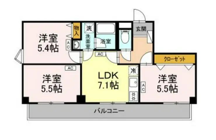 エムメイト綱町 3階階 間取り