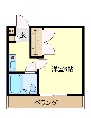 ヴェルデハイツ(1K/2階)の間取り写真