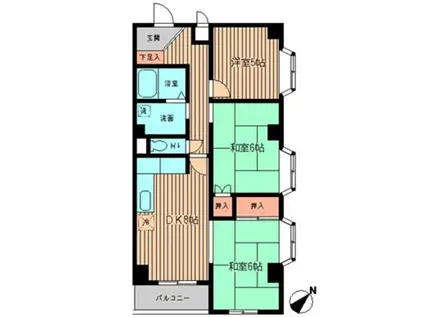 ハイツペガサス(3DK/2階)の間取り写真