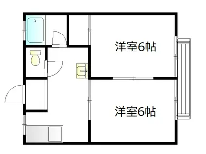 七塚ハイツA棟(2K/2階)の間取り写真