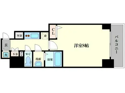 エスレジデンス谷町五丁目(1K/14階)の間取り写真