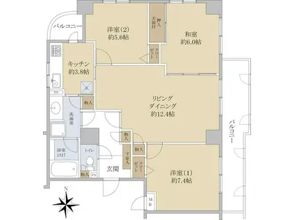 ロイヤルアーク浦和常盤(3LDK/3階)の間取り写真