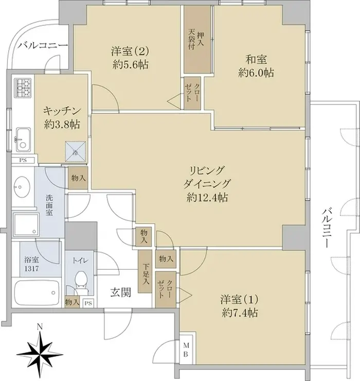 ロイヤルアーク浦和常盤 3階階 間取り