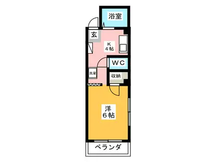 ファミールT(1K/2階)の間取り写真