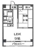 ファーストイン手柄(1LDK/3階)の間取り写真