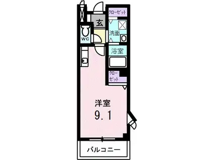 メゾンアンソレイユ(ワンルーム/1階)の間取り写真