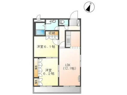 PRIME-ROSE(2LDK/1階)の間取り写真