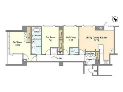 ストーリア赤坂(3LDK/2階)の間取り写真