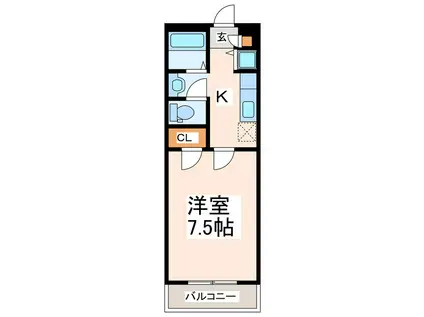 プレステージ上熊本(1K/4階)の間取り写真